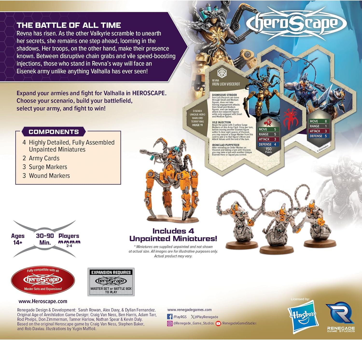 Heroscape: Revnas Rebuke - Iron Lich Viscerot And Necrotech Wraith Riders Army Expansion